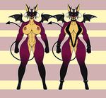  2016 abs biceps big_breasts bikini breasts canine clothed clothing collar demon demonnyuu dog female hellhound horn invalid_tag looking_at_viewer mammal model_sheet muscular muscular_female navel nude skimpy sling_bikini smile solo spiked_collar spikes swimsuit wings 
