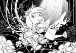  2016 absurd_res anthro asriel_dreemurr boss_monster caprine child clothed clothing cub equestria-prevails flora_fauna flower flowey_the_flower fully_clothed goat green_eyes hi_res humanoid long_ears looking_at_viewer male mammal monochrome one_eye_closed overalls plant sitting solo star sunlight tongue tongue_out undertale video_games vines watering_can wink young 