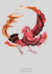  artist_name bird character_name dancing dated fire gen_7_pokemon grey_background highres kenshih no_humans oricorio pokemon pokemon_(creature) simple_background solo wings 