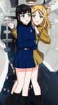  2girls bangs blonde_hair boots cosplay crossover james_tiberius_kirk kurosawa_dia love_live!_school_idol_project ohara_mari parody science_fiction skirt spock star_trek uss_enterprise 