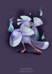  artist_name bird blue_fire character_name dancing dated fire gen_7_pokemon highres kenshih no_humans one_eye_closed oricorio pokemon pokemon_(creature) purple_background simple_background solo wings 