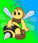  2016 antennae anthro arthropod bee breasts butt bzzap! female insect mario_bros masturbation nintendo not_furry paper_mario pussy simple_background solo thunderfap video_games 