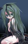  antennae capelet empty_eyes green_eyes green_hair long_hair looking_at_viewer nude sitting solo touhou ugatsu_matsuki wariza wriggle_nightbug 