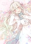  blonde_hair dated dress hair_ribbon happy_birthday jewelry kagerou_project key kozakura_marry long_hair momomochi necklace red_eyes ribbon smile solo tears 