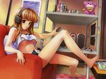  barefoot headphones minamino_kanata open_fly panties under_boob underwear 