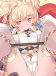  andira_(granblue_fantasy) animal_ears bare_shoulders barefoot blade_(galaxist) blonde_hair blush breasts cameltoe detached_sleeves erune granblue_fantasy horizontal_bar looking_at_viewer monkey_ears monkey_tail red_eyes short_hair small_breasts solo spread_legs tail 