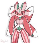  blush camel_toe clothed clothing female green_body lurantis nintendo panties pink_body pok&eacute;mon red_body red_eyes red_pupils simple_background solo thepolygonheart underwear video_games white_background white_body 