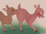  2016 absurd_res blush butt cervine cloven_hooves cunnilingus deer duo eyelashes female female/female feral fur hi_res hooves inner_ear_fluff its-spot mammal open_mouth oral outside sex signature simple_background snout standing tongue tongue_out vaginal 