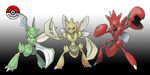  arthropod claws green_skin inprogresspokemon insect metamorphosis nintendo pok&eacute;mon red_skin scizor scyther video_games 