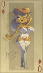  2016 anthro bear big_breasts billybaphomet breasts card cleavage clothed clothing disney female mammal mature_female playing_card queen_of_diamonds rebecca_cunningham smile solo talespin underwear 