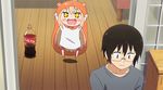  1boy 1girl animated chibi coke doma_taihei doma_umaru glasses hamster_costume himouto!_umaru-chan hood jumping siblings 