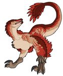  2011 anthro archaeopteryx breasts claws dinosaur feathers female open_mouth raised_tail raptor reptile scalie simple_background solo theropod walter_sache white_background 