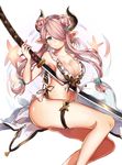  ass bikini cleavage garter granblue_fantasy horns narumeia_(granblue_fantasy) pointy_ears shibainu swimsuits sword 