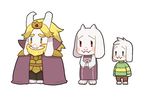  2016 asgore_dreemurr asriel_dreemurr blonde_hair boss_monster cape caprine clothing crown facial_hair female goat hair horn long_ears long_horns male mammal rie_(artist) robe sweater toriel undertale video_games 