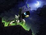 2015 ? ambiguous_gender blue_eyes cutie_mark detailed_background equine fan_character feral fire green_fire hioshiru hooded_cape hooves horse mammal moon my_little_pony night pegasus pony solo standing wings 