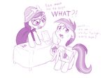  2016 cape clothed clothing dakimakura_design daring_do_(mlp) dialogue dstears duo embarrassed english_text equine eyewear feathered_wings feathers female feral friendship_is_magic fur glasses hair hat looking_at_viewer mammal monochrome my_little_pony pegasus rainbow_dash_(mlp) sweat table text wings 