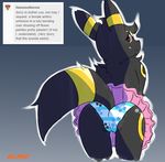  :3 anthro anthrofied ask_blog blaketheflareon butt camel_toe clothed clothing eeveelution female glowing grey_background looking_at_viewer nintendo panties pok&eacute;mon presenting presenting_hindquarters simple_background solo topless tutu umbreon underwear video_games 