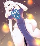  2016 5_fingers big_breasts big_ears breasts female fingers fire fluffy fluffy_tail fur looking_at_viewer myloveless solo standing tagme undertale video_games white_fur wide_hips 