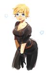  blonde_hair blue_eyes blush breasts cosplay kakine-teitoku medium_breasts resident_evil resident_evil_6 sherry_birkin short_hair smile solo white_background 