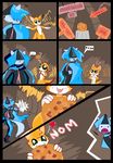  ! &gt;:( &lt;3 ... 2016 ? a-02.25_(artist) anthro canine comic cookie cute d: dialogue digital_media_(artwork) duo dust:_an_elysian_tail dust_(character) english_text female fidget food fur green_eyes male mammal nimbat open_mouth orange_fur simple_background smile speech_bubble tagme text video_games white_fur wings wolf 