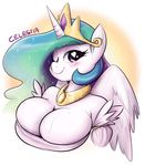  anthro big_breasts blush breasts cleavage clothed clothing doggie999 equine female friendship_is_magic heart_shaped_pupils horn looking_at_viewer mammal my_little_pony princess_celestia_(mlp) solo winged_unicorn wings 