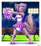  ageplay anthro brown_fur canine clothing diaper female fur grass green_eyes lights mammal open_mouth paws rexam-1 sky smile stadium teeth wolf 