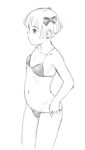  1girl bianca&#039;s_daughter bikini bow female monochrome short_hair solo swimsuit white_background xiin 