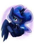  anthro big_breasts blush breasts cleavage clothed clothing doggie999 equine female friendship_is_magic heart_shaped_pupils horn looking_at_viewer mammal my_little_pony princess_luna_(mlp) solo winged_unicorn wings 