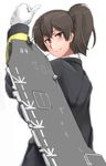  bad_id bad_pixiv_id brown_eyes brown_hair flight_deck gloves kaga_(jmsdf) kaga_(kantai_collection) kantai_collection open_mouth saizu_nitou_gunsou short_hair side_ponytail smile thumbs_up white_gloves 