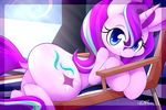  2016 blue_eyes border cutie_mark dock dshou equine female feral friendship_is_magic fur hair hi_res hooves horn looking_at_viewer lying mammal multicolored_hair my_little_pony pink_fur purple_hair smile solo starlight_glimmer_(mlp) unicorn 