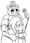  animatronic bear blush bound bow_tie breasts crossgender duo female five_nights_at_freddy&#039;s freddy_(fnaf) hat human machine male mammal microphone mike_schmidt mizumew robot smile sweat video_games 