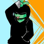  2018 anthro clothed clothing freckles hand_in_pocket hoodie inkyfrog male michelangelo_(tmnt) reptile scalie shell simple_background smile solo teenage_mutant_ninja_turtles tongue tongue_out turtle 