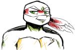  2018 anthro bandanna chipped_shell clothed clothing green_eyes half-closed_eyes inkyfrog looking_at_viewer male mask mole_(marking) raphael_(tmnt) reptile scalie shell simple_background smile smirk solo teenage_mutant_ninja_turtles turtle white_background 