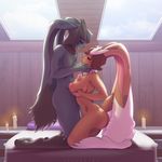  2016 anthro bed blush breasts butt candle duo female fire holding_face kneeling lopunny lysergide male male/female nintendo nipples nude penis pok&eacute;mon sex smile titfuck video_games 