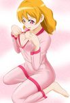  breasts fresh_precure! fuchi_(nightmare) momozono_love pajamas pajamas_pull precure solo 