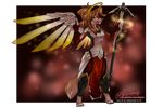  angel armor azaleesh halo healing lucie mercy overwatch smile staff video_games wings 