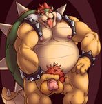  animal_genitalia anthro balls belly biceps big_biceps bowser bracelet chisuun collar erection front_view grope hair hand_on_balls hand_on_leg hand_on_penis hand_on_thigh hi_res horn humanoid_penis jewelry koopa looking_at_viewer male manly mario_bros mature_male muscular muscular_male nintendo nipples nude open_mouth partially_retracted_foreskin pecs penis pose pubes red_eyes red_hair relaxing reptile scalie shell simple_background slightly_chubby solo spiked_armlet spiked_bracelet spiked_collar spiked_shell spikes standing teeth tongue tongue_out turtle uncut vein veiny_penis video_games 