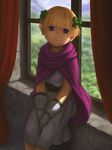  1girl bianca&#039;s_daughter blonde_hair blue_eyes bow cape dragon_quest dragon_quest_v earrings gloves smile solo xiin 