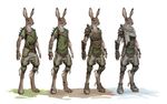  absurd_res ambiguous_gender anthro armor clothing digitigrade hi_res lagomorph lineup mammal overgrowth rabbit steve_hong 
