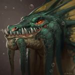  2016 bubble caraid male naga orange_eyes portrait solo teeth underwater video_games warcraft water 