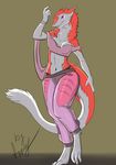  anthro aspeel clothing cute dancing female fur looking_pleasured mammal purple_eyes sergal underwear 