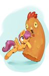  avian bird chicken cutie_mark equine feral friendship_is_magic fur hair hooves mammal my_little_pony orange_fur pegasus purple_hair scootaloo_(mlp) silfoe simple_background smile white_background wings young 