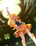  :d arm_up cure_honey happinesscharge_precure! highres long_hair looking_at_viewer magical_girl oomori_yuuko open_mouth ponytail precure skirt smile solo uganda yellow_eyes yellow_skirt 