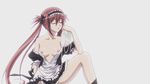  1girl airi_(queen&#039;s_blade) animated animated_gif breasts female green_eyes long_hair maid queen&#039;s_blade red_hair sitting solo twintails 