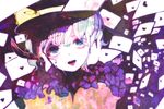  anabone blue_eyes bow colorful commentary_request dripping droplet envelope hat hat_bow hat_ribbon heart komeiji_koishi letter looking_at_viewer open_mouth protected_link ribbon short_hair smile solo touhou white_hair 