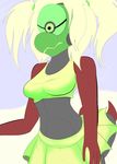  1_eye alien beak breasts cartoon_network centipeetle cheerleader clothing female gem_(species) hair humanoid kl0ndike monstrous_humanoid skirt solo steven_universe sweat white_hair 