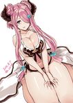  alternate_costume alternate_hairstyle bad_anatomy bikini blue_eyes braid breast_squeeze breasts cleavage dated deep_skin draph frilled_bikini frills front-tie_top granblue_fantasy hair_ornament hair_over_one_eye hairclip highres horns large_breasts long_hair looking_at_viewer nabeshima_tetsuhiro narmaya_(granblue_fantasy) navel parted_lips pink_hair pointy_ears shadow simple_background sitting solo swimsuit thigh_grab thighs twitter_username wariza white_background white_bikini 