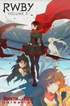  artist_request black_hair black_legwear blake_belladonna blonde_hair blurry bow breasts cape cleavage cloak corset cover cover_page crescent_rose ember_celica_(rwby) frilled_skirt frills gambol_shroud hair_bow highres huge_weapon long_hair multiple_girls myrtenaster official_art pantyhose petals purple_eyes rapier red_eyes red_hair roosterteeth rose_petals ruby_rose rwby scythe side_ponytail skirt small_breasts solo_focus sword weapon weiss_schnee white_hair yang_xiao_long 