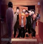  6+boys :d ^_^ aburame_shino akimichi_chouji arm_around_neck bangs black_eyes black_footwear black_hair black_pants blonde_hair blunt_bangs blush bob_cut boruto:_naruto_the_movie carrying character_name closed_eyes coat colorized door doormat drooling drunk facial_mark facing_away facing_viewer fur-trimmed_jacket fur_trim grey_jacket grin hair_slicked_back hallway hand_behind_head hand_wraps hinaxnaru husband_and_wife hyuuga_hinata indoors inuzuka_kiba jacket kishimoto_masashi leg_warmers long_sleeves looking_at_another multiple_boys nara_shikamaru naruto naruto_(series) night open_door open_hand open_mouth open_toe_shoes orange_jacket outstretched_hand pajamas pale_skin pants plant potted_plant red_hair rock_lee sai_(naruto) scarf scratching_head scroll shoes short_hair sleeveless smile standing sweatdrop third-party_edit torn_clothes torn_sleeves uzumaki_naruto waving_arm wooden_floor 