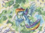  2015 equine female flying friendship_is_magic mammal my_little_pony pegasus rainbow_dash_(mlp) relaxing solo the-wizard-of-art traditional_media_(artwork) wings 